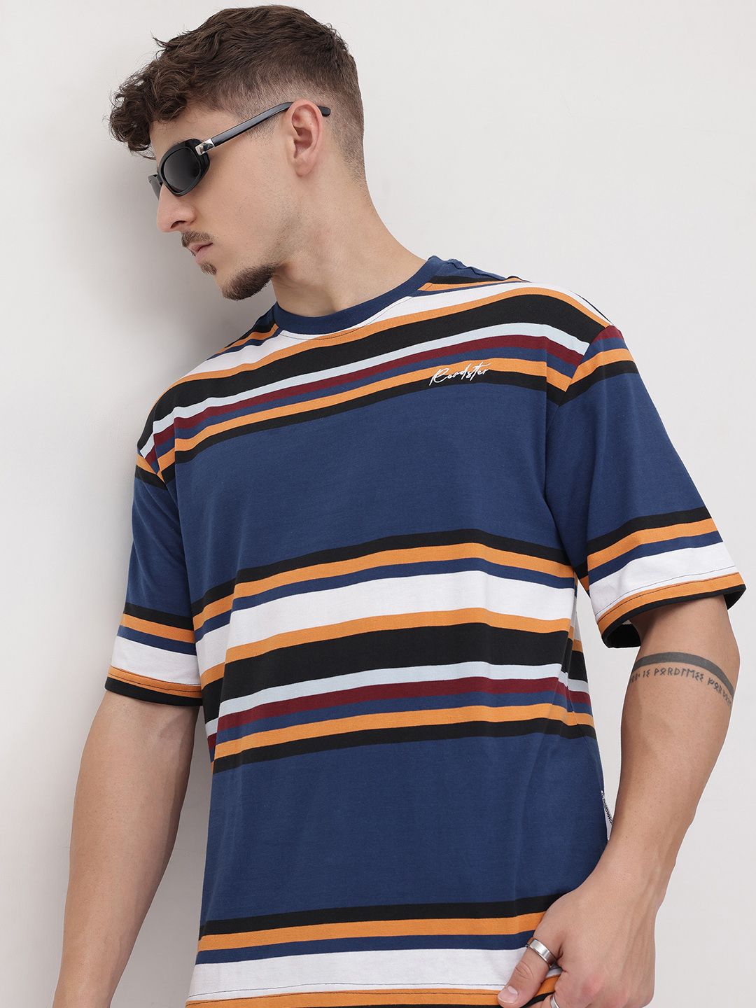 The Roadster Life Co. Striped Relaxed Fit T-shirt