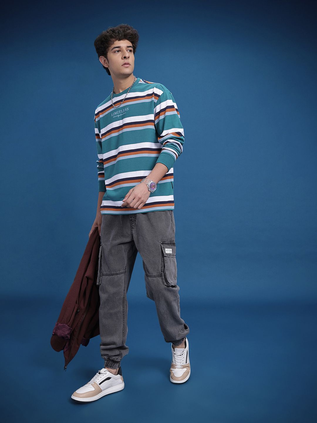 The Roadster Life Co. Men Striped Relaxed Fit T-shirt
