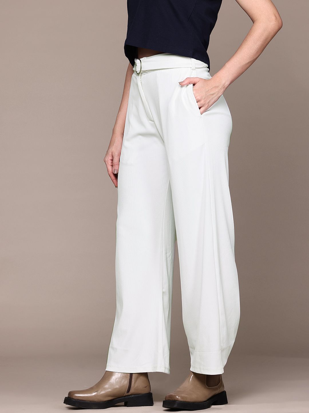 Buy The Roadster Lifestyle Co. Women Trousers With Belt - Trousers