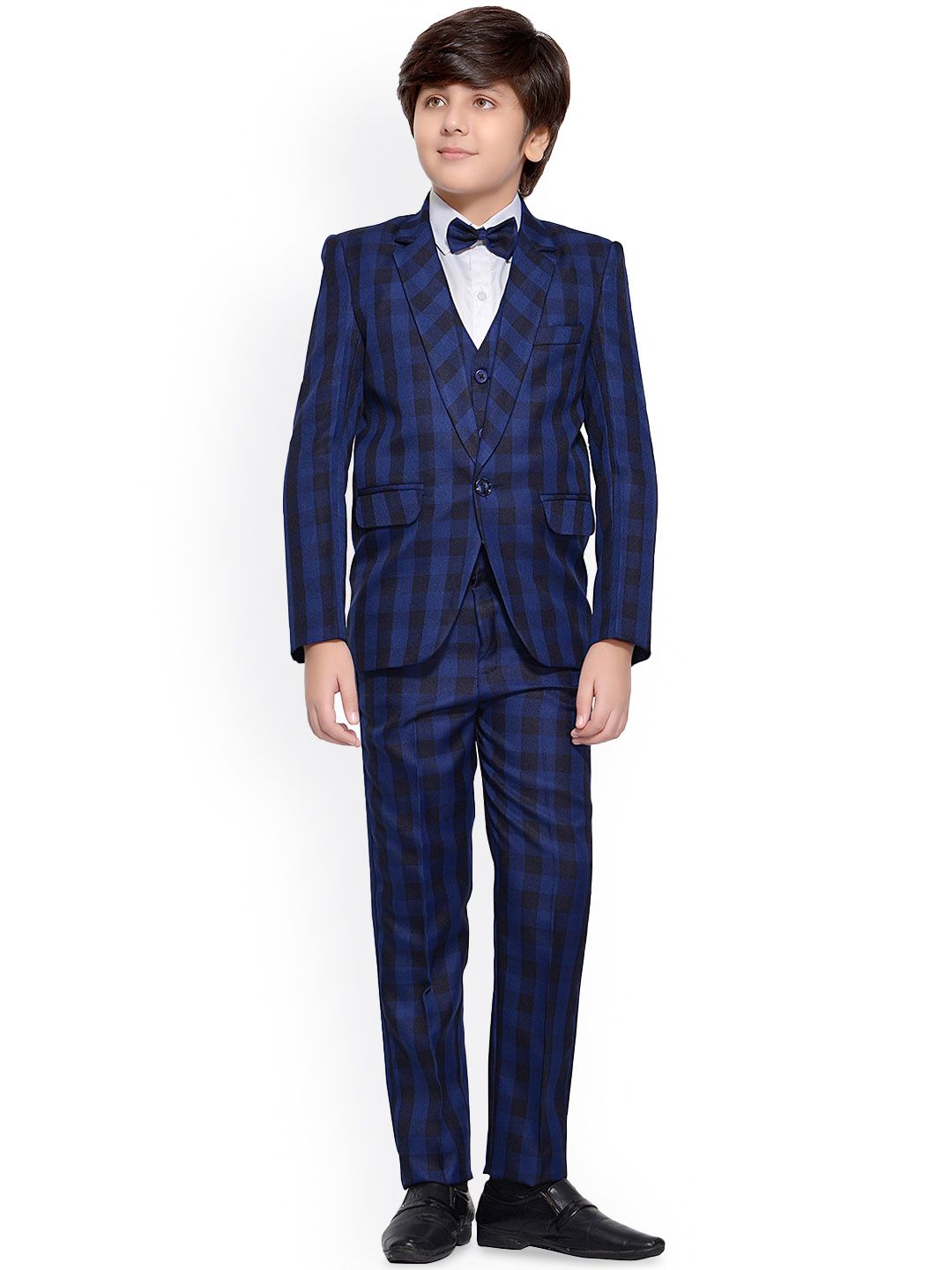 BAESD Boys Checked Single-Breasted Five Piece Party Suits