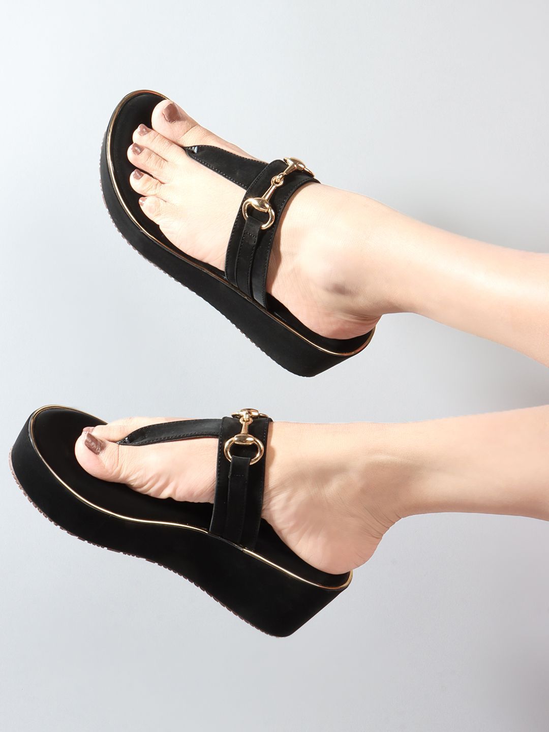 DressBerry PU Wedge Open Toe Flatform Heels