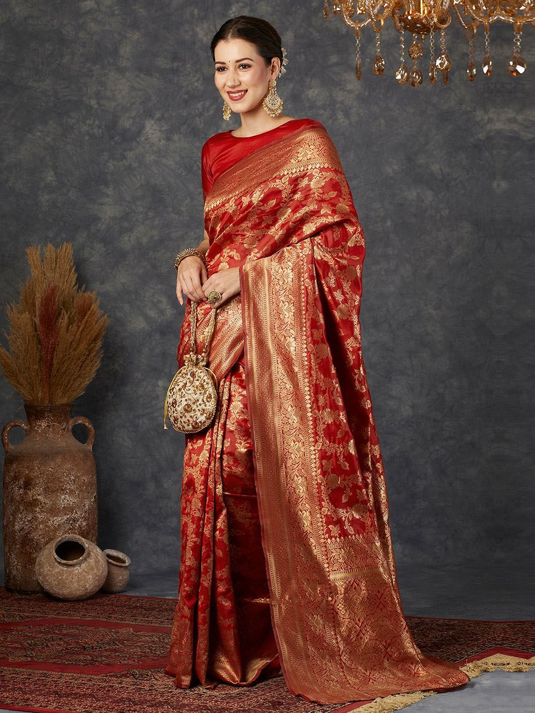 KALINI Ethnic Motifs Woven Design Zari Banarasi Saree