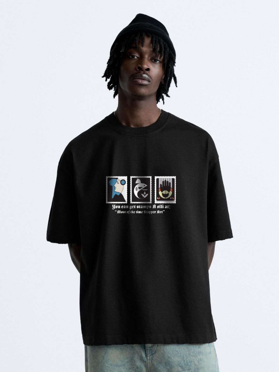 MISCHIEF MONKEY Men Graphic Printed Round Neck Cotton Oversized T-Shirt