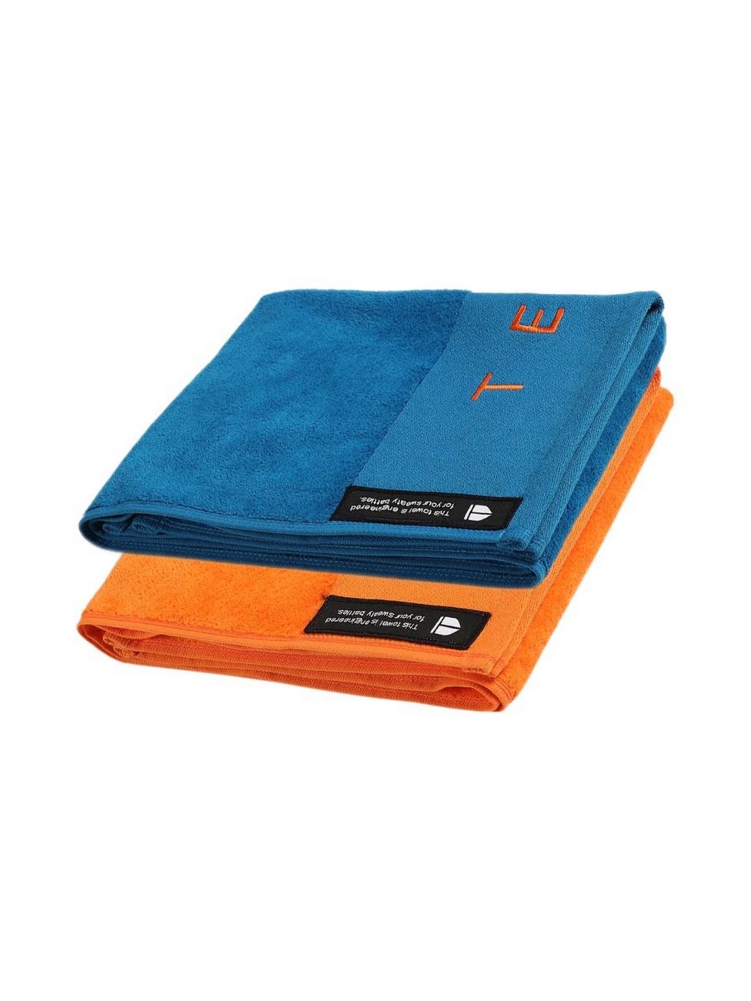 TEGO TEGO Blue & Orange 2 Pcs Colored Cotton Anti-Bacterial 550 GSM Reversible Hand Towels
