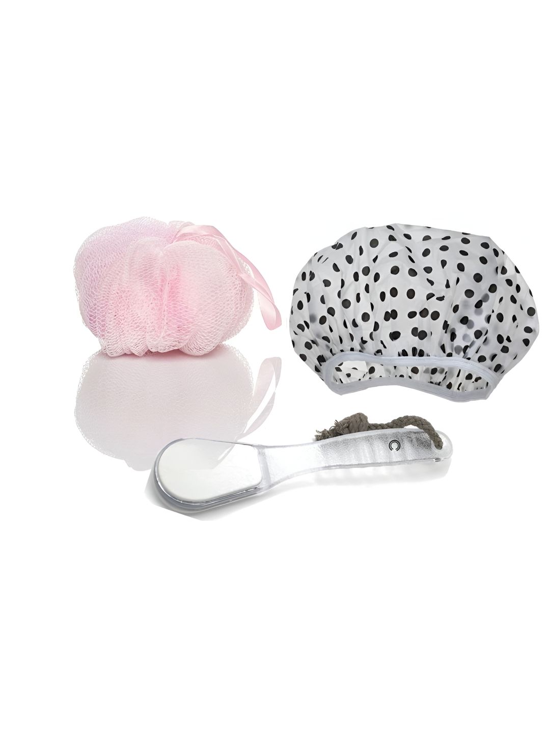 basicare Pink & White Solid Plastic Bath Accessories Set