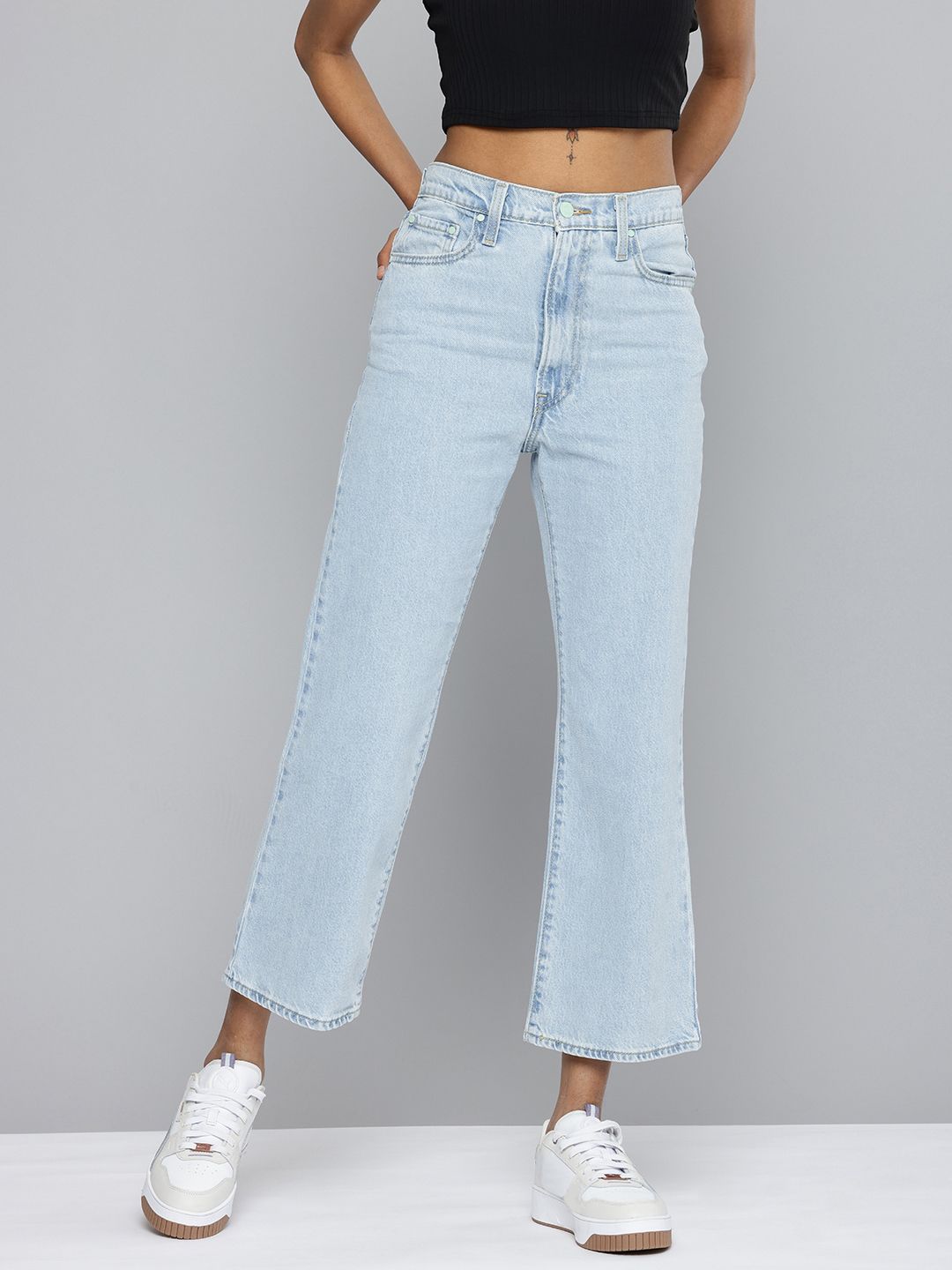 Levis Levis Women's Light Blue Ribcage Cropped Bootcut Fit High Rise Jeans