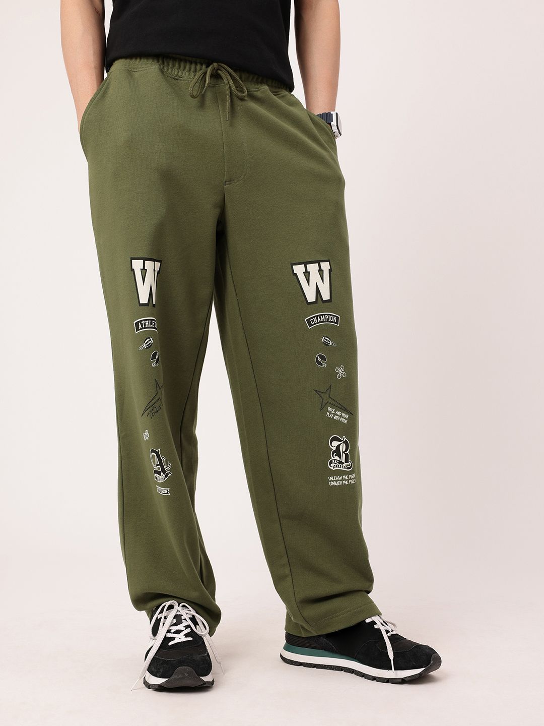Buy Kook N Keech X fwd Men Baggy Fit Printed Cotton Terry Track