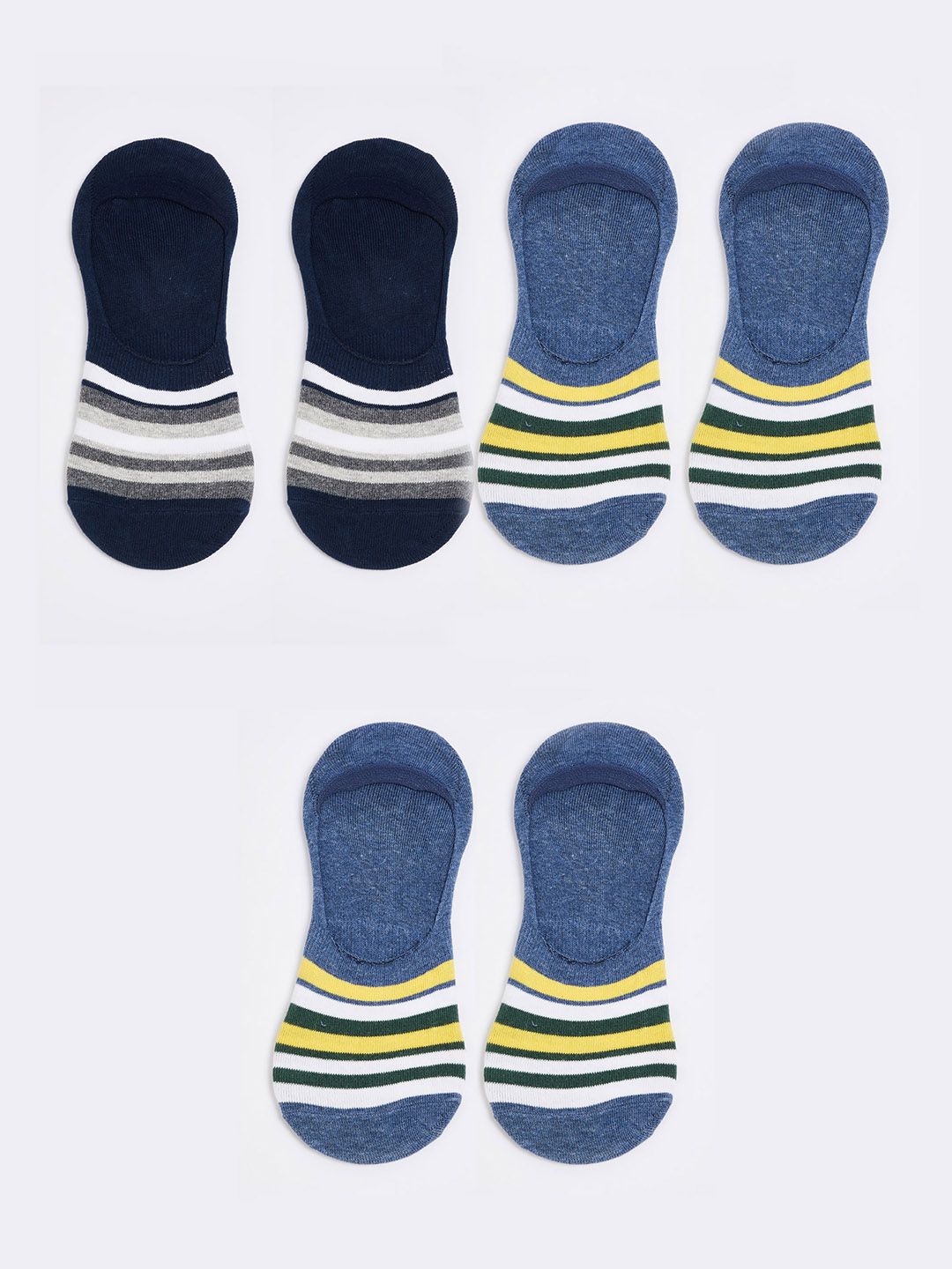 max Men Pack Of 3 Striped Shoe-Liner Socks