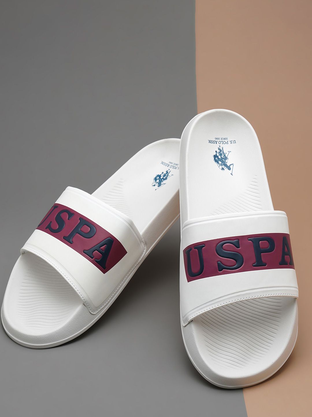 U.S. Polo Assn. Harvey 6.0 White comfort Sliders