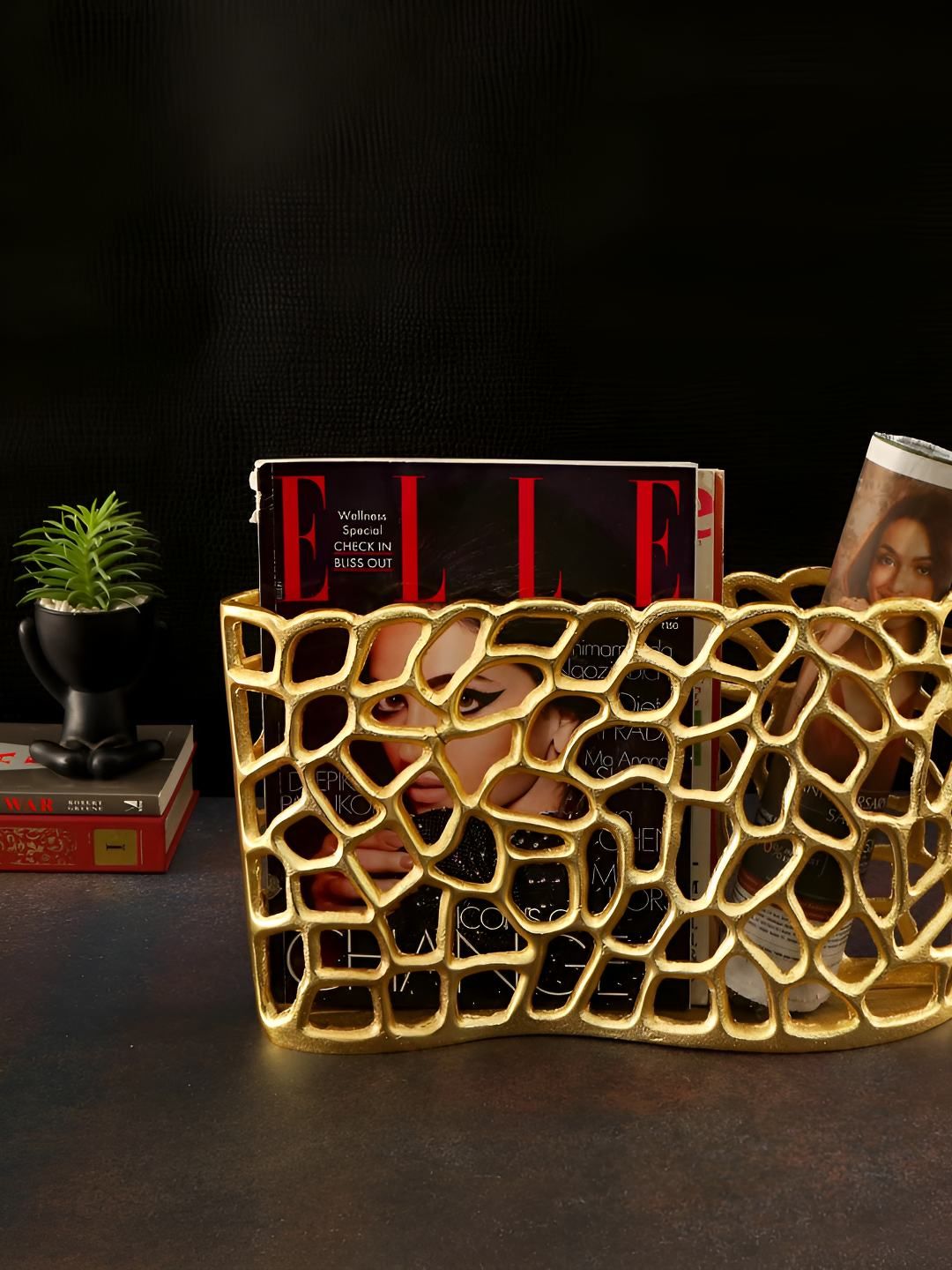 THE HOME CO. Gold Toned Rectangular Reusable Organiser