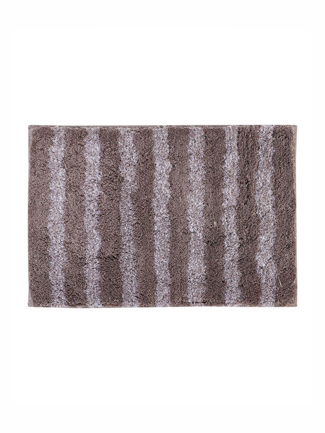 Pano Brown & Grey Striped 1800 GSM Microfiber Bath Rugs