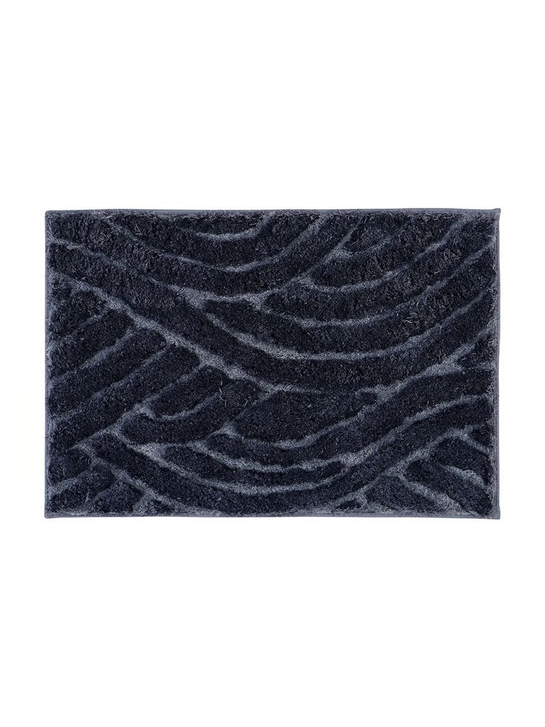 Pano Desert Charcoal Grey Self Design1800 GSM Microfiber Tufted Anti Skid Bath Rug