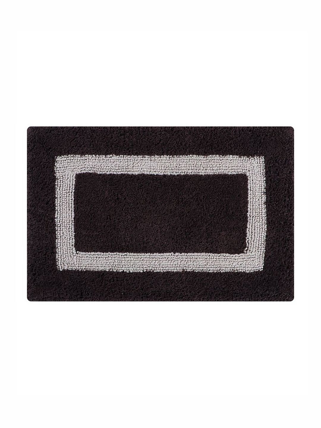 Pano Brown & Grey Geometric 2400 GSM Microfiber Tufted Rectangular Anti Skid Bath Rug