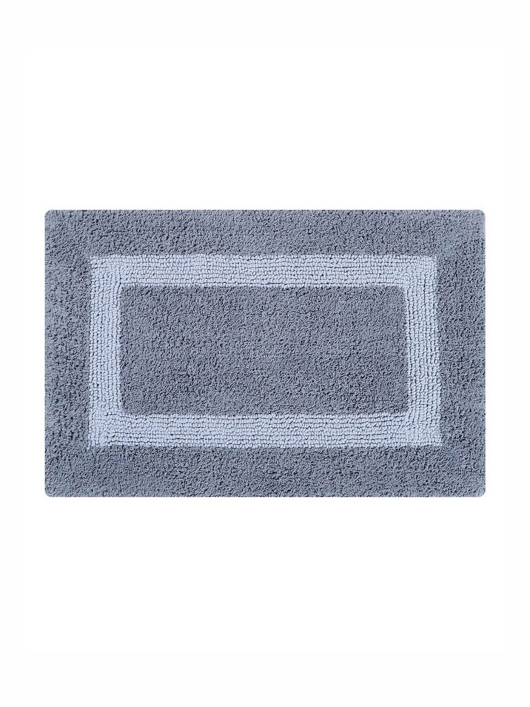 Pano Grey & Blue Microfiber 2400 GSM Anti-Skid Bath Rugs
