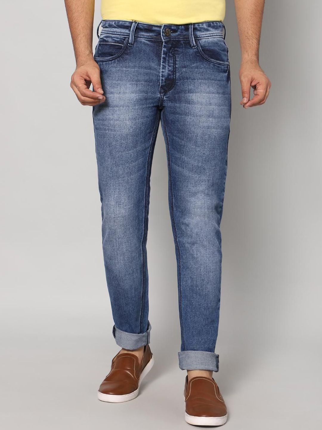 RJ Denim Men Slim Fit Mid-Rise Heavy Fade Stretchable Jeans