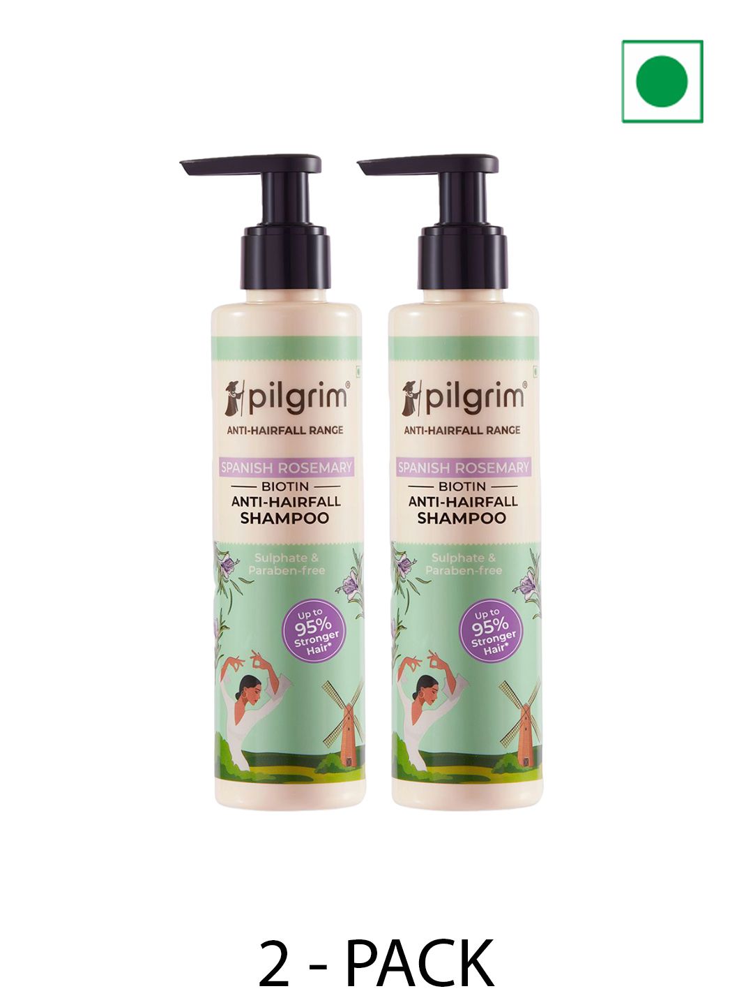 Pilgrim Set of 2 Spanish Rosemary & Biotin Anti-Hairfall Shampoo - 200 ml each