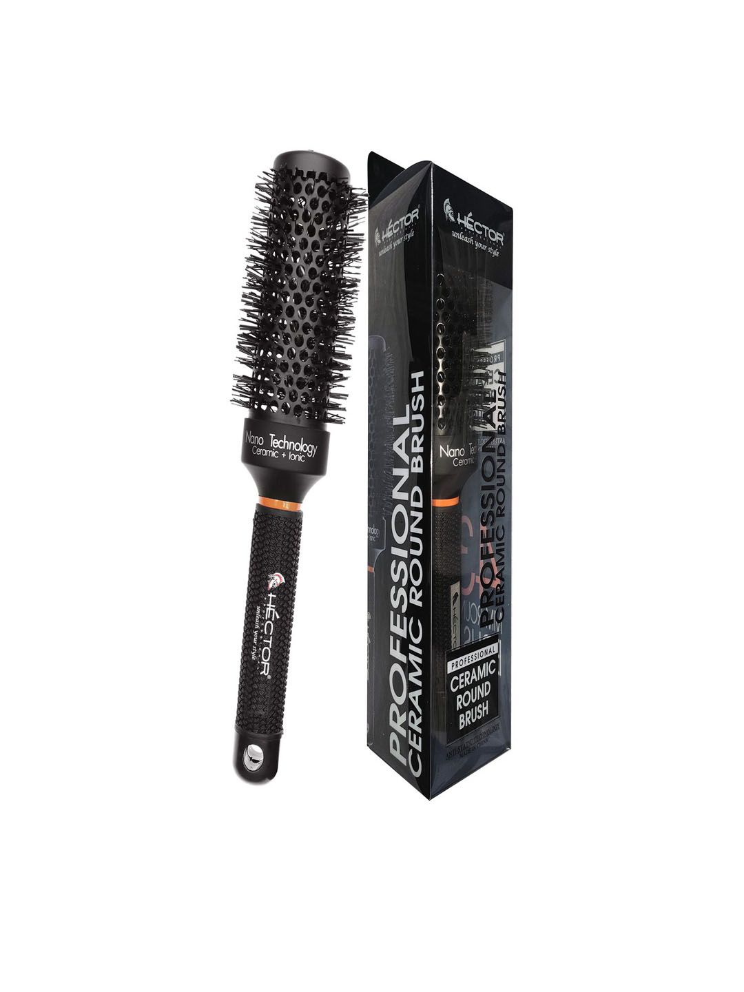 HECTOR Heat Proof Ceramic Round Brush For Salon 43mm - Black