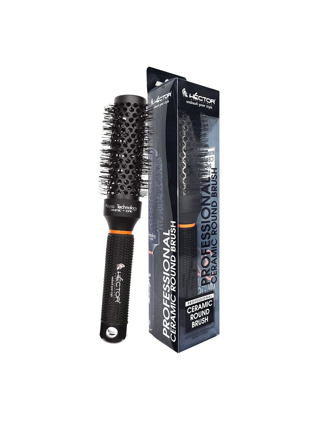 HECTOR Heat Proof Ceramic Round Brush For Salon 32mm - Black