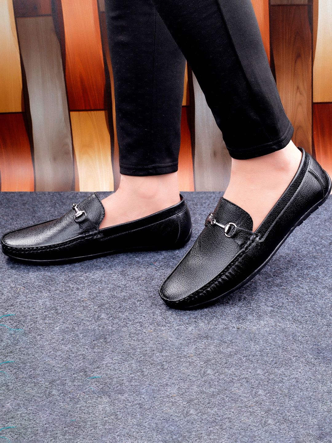 HERE&NOW Men Solid Slip-on Buckel Party Wear Formal Loafers