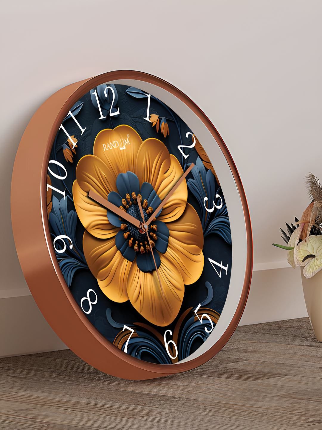 RANDOM Brown Plastic Tic-Toc Movement Round Battery Analogue Wall Clock-30.5cm