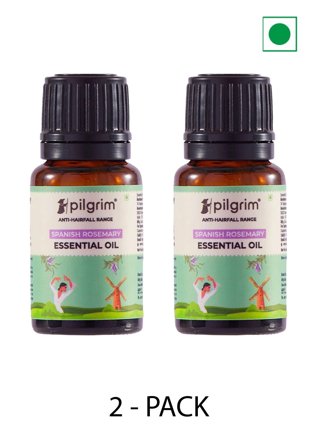 Pilgrim Set Of 2 Anti-Hairfall Range Spanish Rosemary Essential Oil - 20ml each