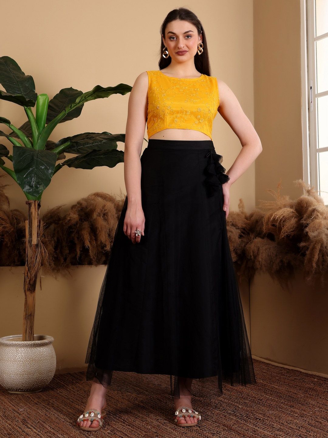 Frolic Rolic Embroidered Blouse & Net Skirt Set