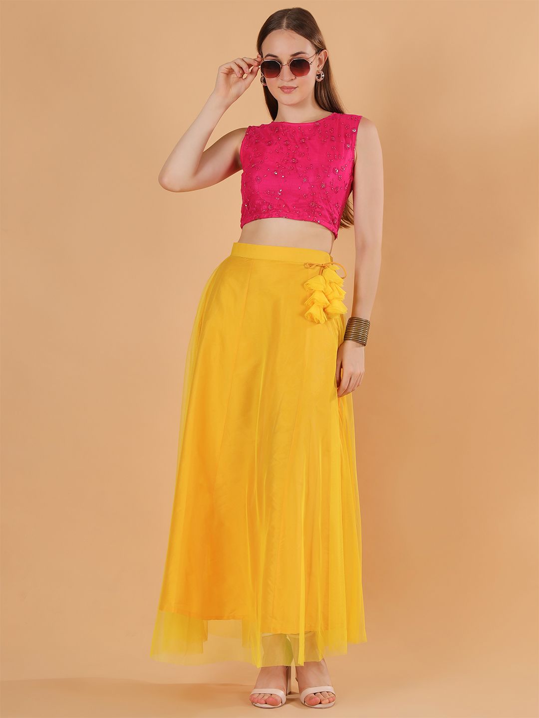 Frolic Rolic Embroidered Blouse & Net Skirt Set