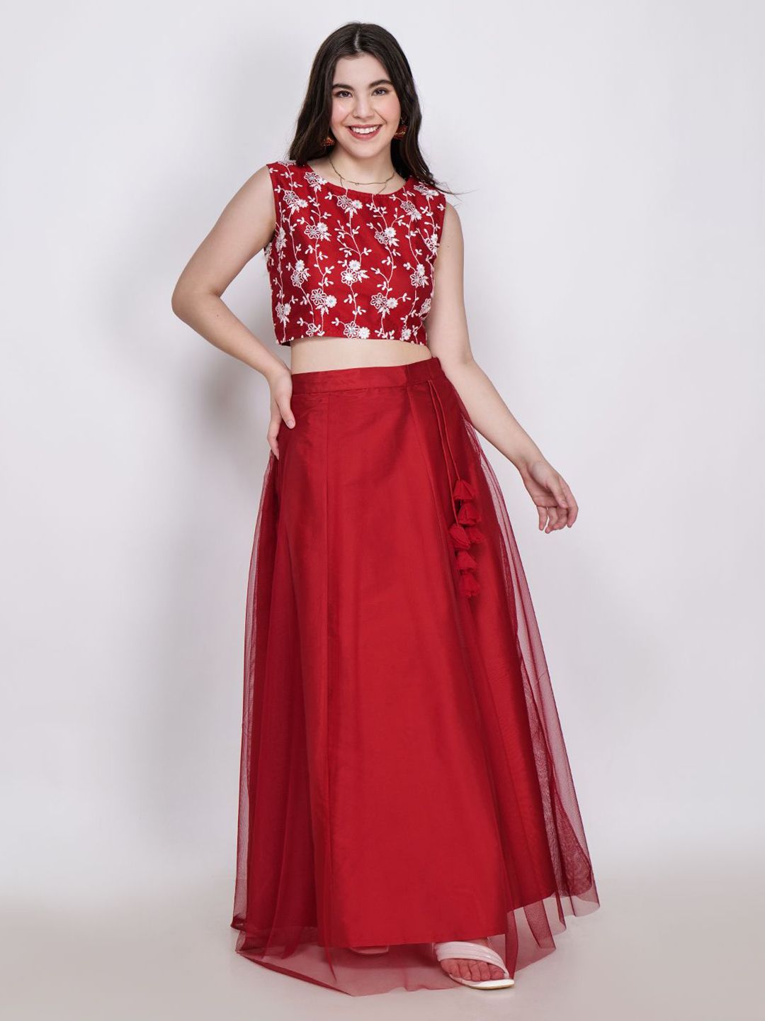 Frolic Rolic Embroidered Net Blouse & Net Skirt Set