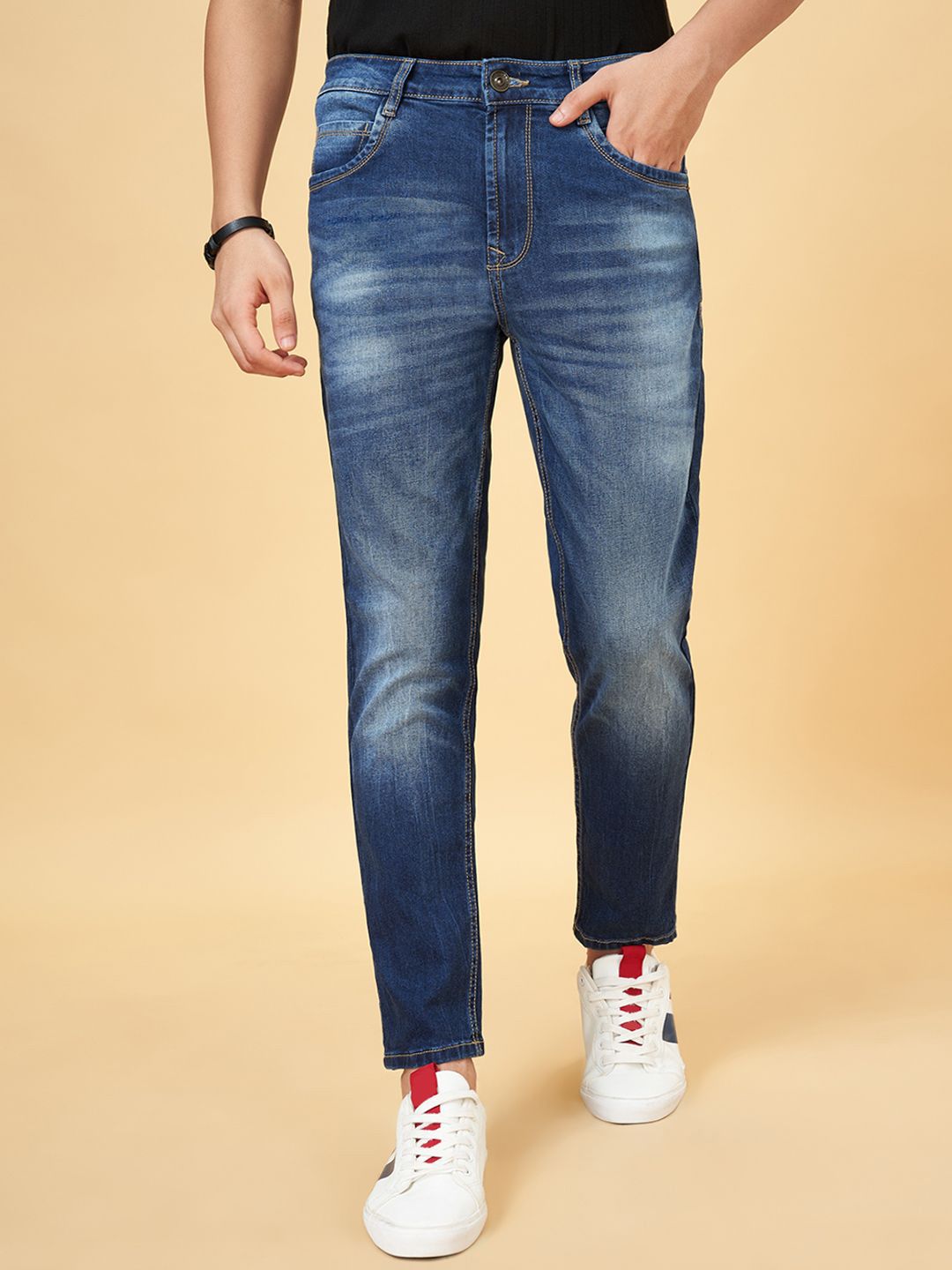 SF JEANS by Pantaloons Men Slim Fit Mid Rise Heavy Fade Jeans