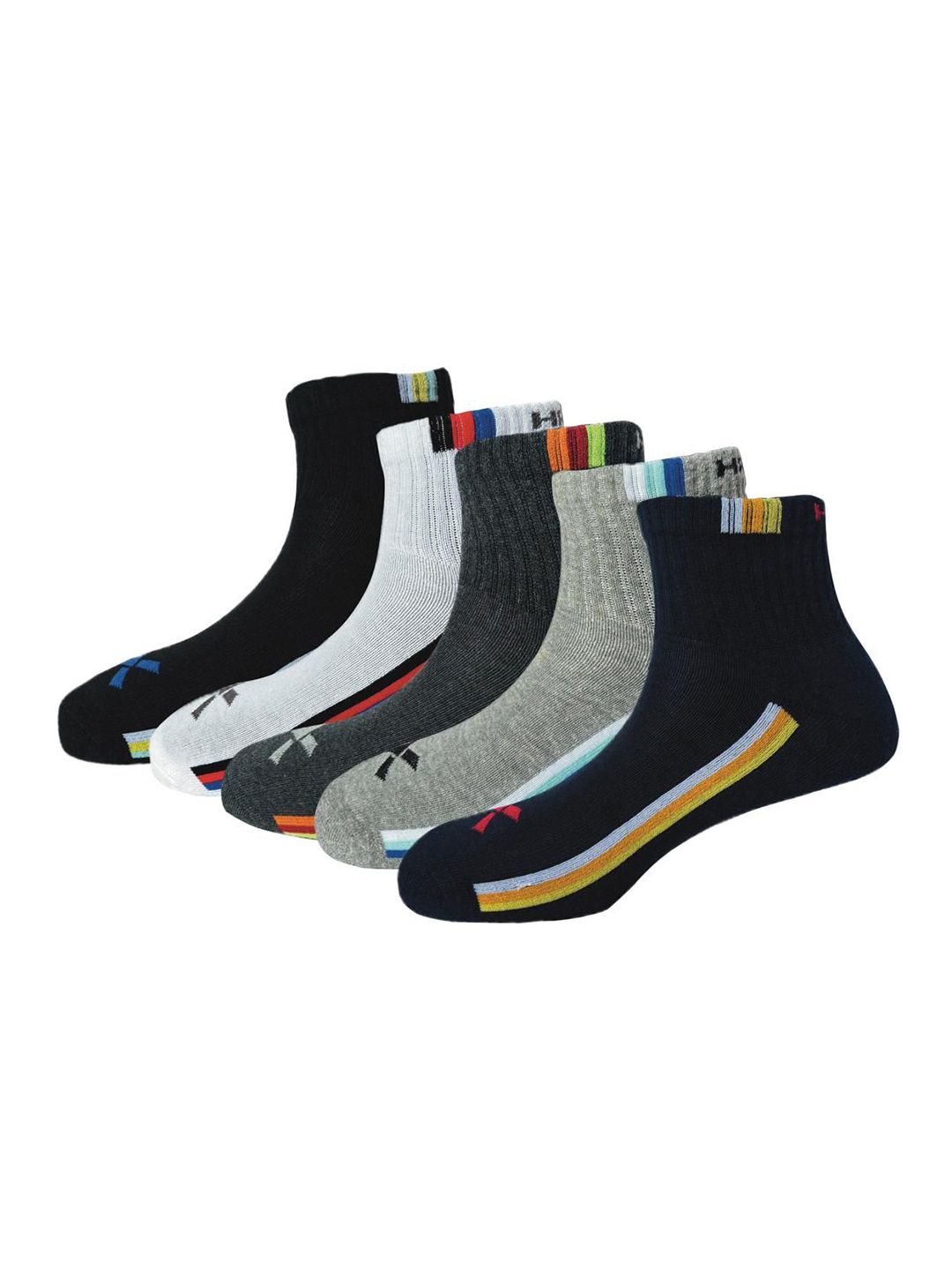 HRX by Hrithik Roshan Pack Of 5 Color-Blocked Shoe Liner Socks