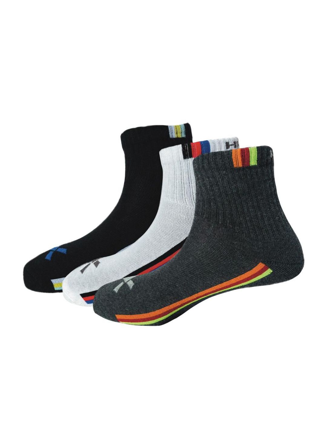 HRX by Hrithik Roshan Pack Of 3 Striped Calf-Length Socks