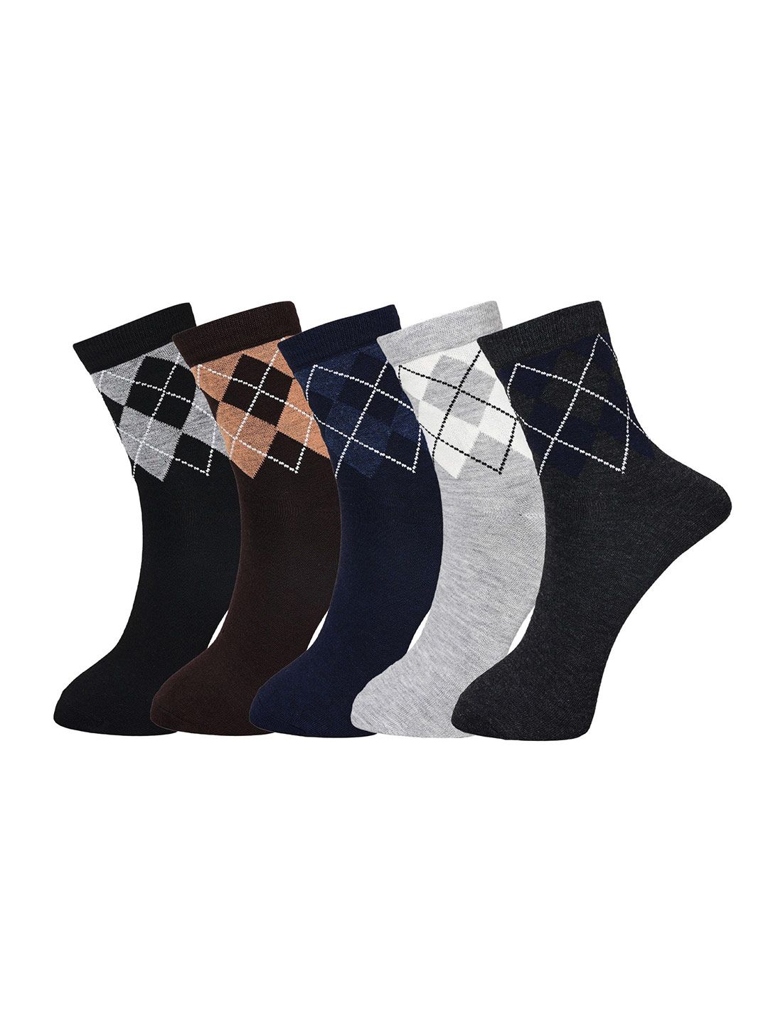 BAESD Pack Of 5 Patterned Cotton Calf-Length Socks