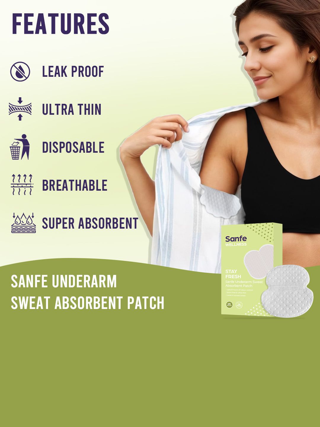 Buy Sanfe Underarm Sweat Absorbent Patch - 5 Pieces - Intimate