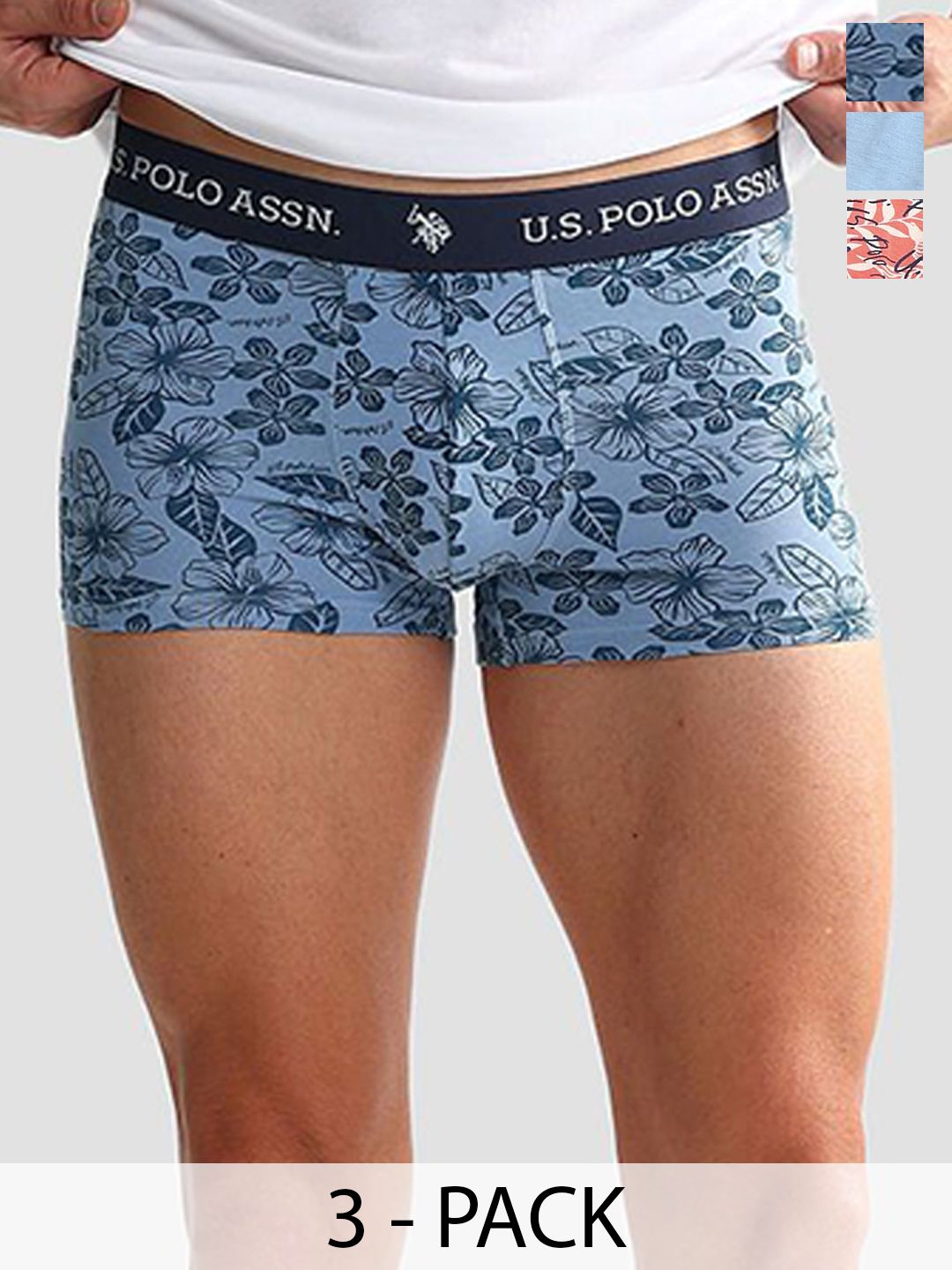 U.S. Polo Assn. Pack Of 3 Printed Breathability Trunks-OET08-MU4-P3