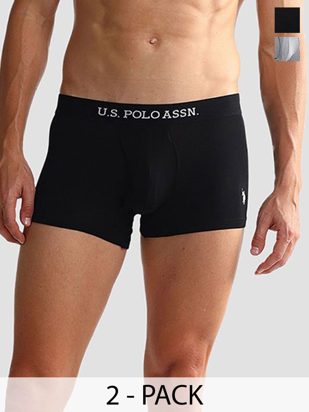 Buy U.S. Polo Assn. Pack Of 2 Men Solid Details Mid Rise Shorts