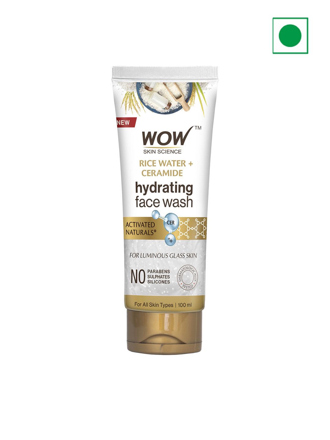 WOW SKIN SCIENCE Rice Water & Ceramide Hydrating Face Wash - 100 ml