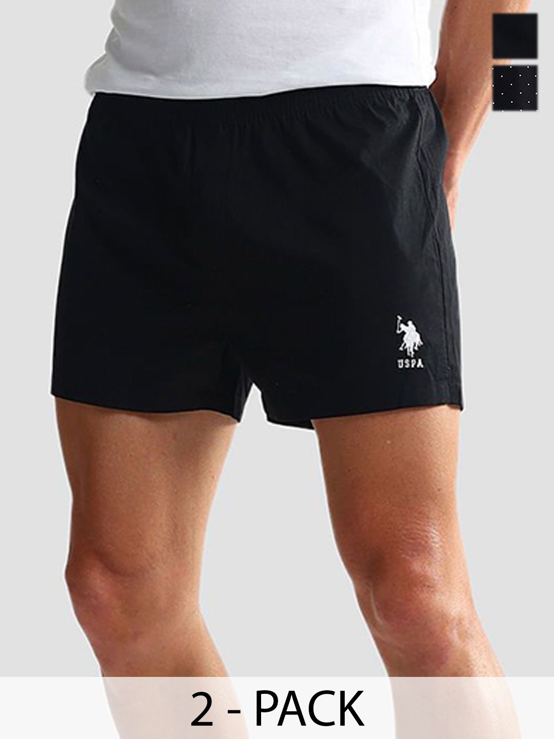 U.S. Polo Assn. Pack Of 2 Men Mid Rise Printed Pure Cotton Boxers OEX05-002-P2