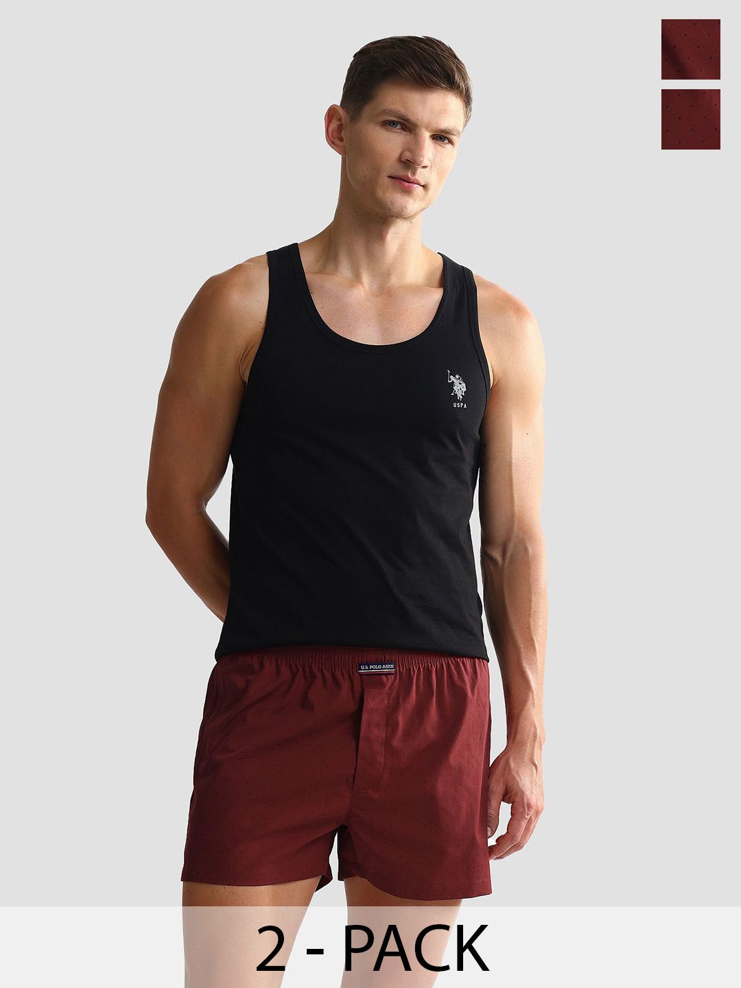 U.S. Polo Assn. Pack Of 2 Men Printed Pure Cotton Boxers