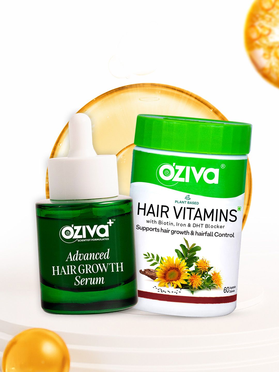 OZiva Hair Vitamins & Advanced Hair Growth Serum Combo