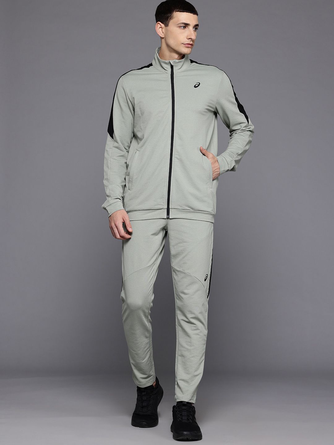 Buy ASICS Mock Collar Colorblocked Detail Sports Tracksuit