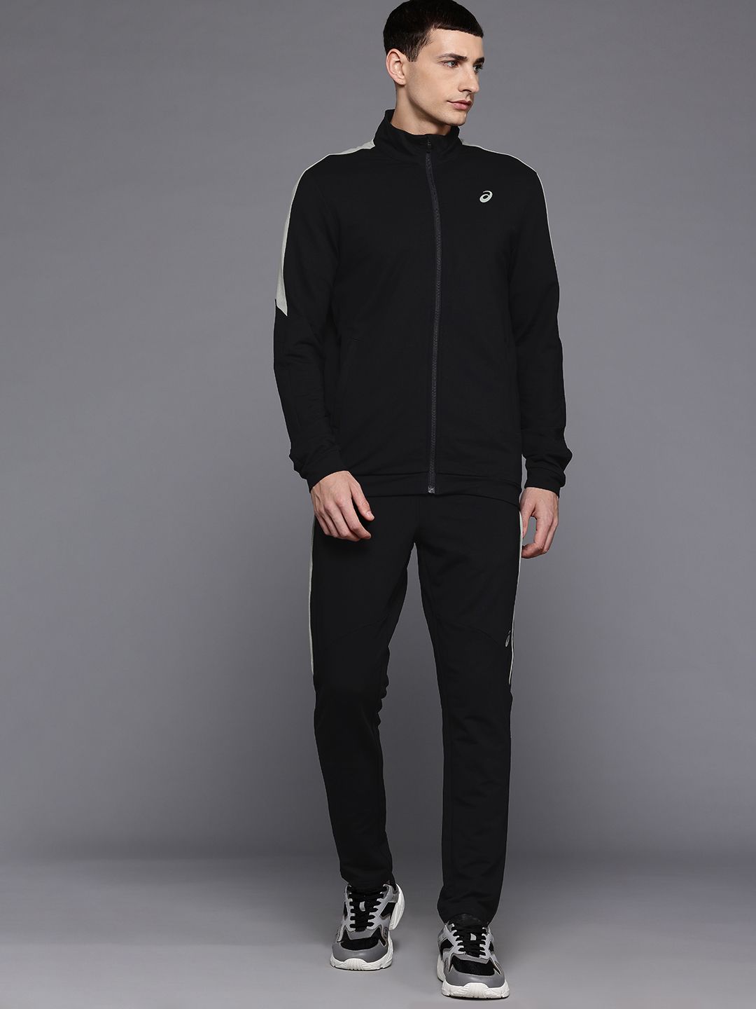 Buy ASICS Mock Collar Colorblocked Detail Sports Tracksuit
