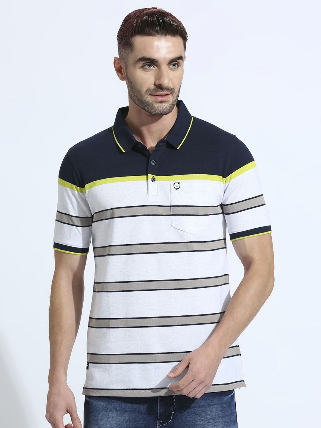 Klub Fox Men Striped Polo Collar Cotton Tshirt