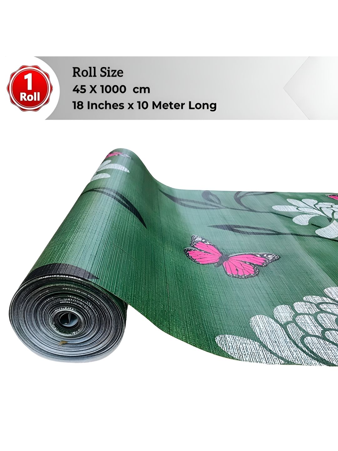 LooMantha Green & Pink Floral Printed Water Resistant Shelf Liner