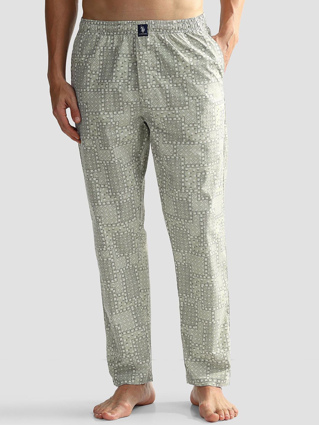 U.S. Polo Assn. Men Printed Lightweight Pure Cotton OELP7 Lounge Pants