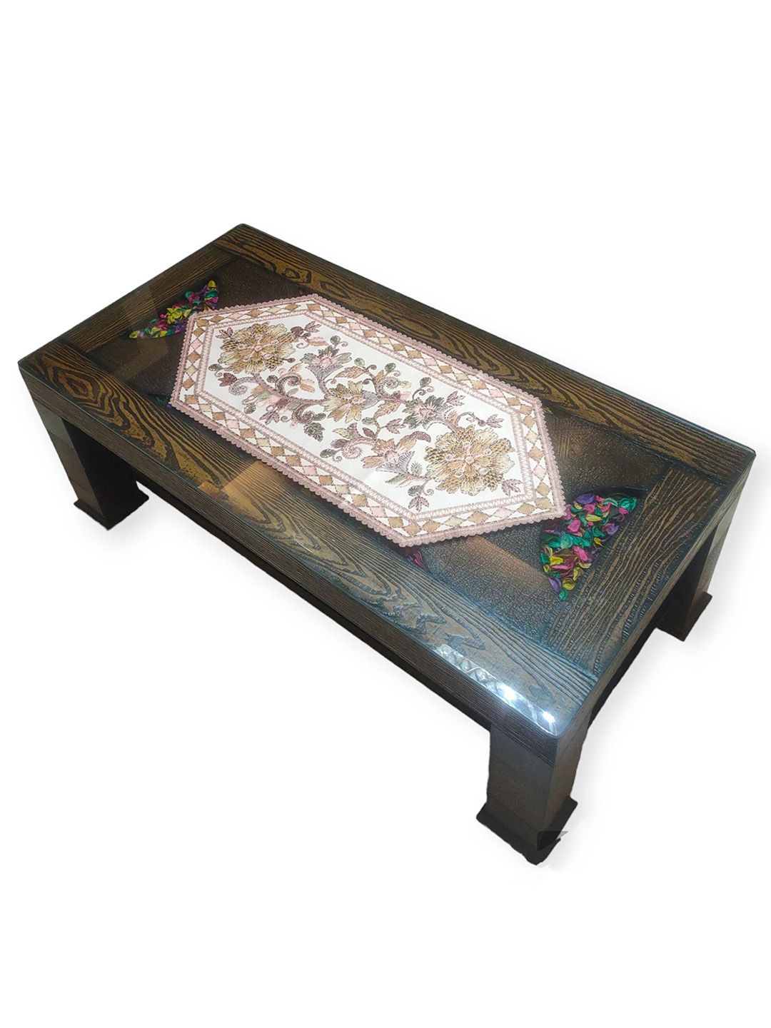 MONKDECOR Brown Floral Printed Table Runner