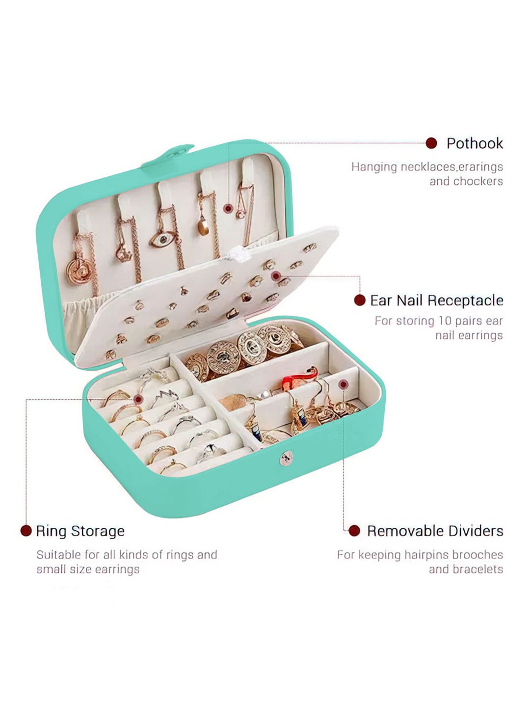 Cortina Turquoise Blue Set of 1 Regular Jewellery Organiser Organisers