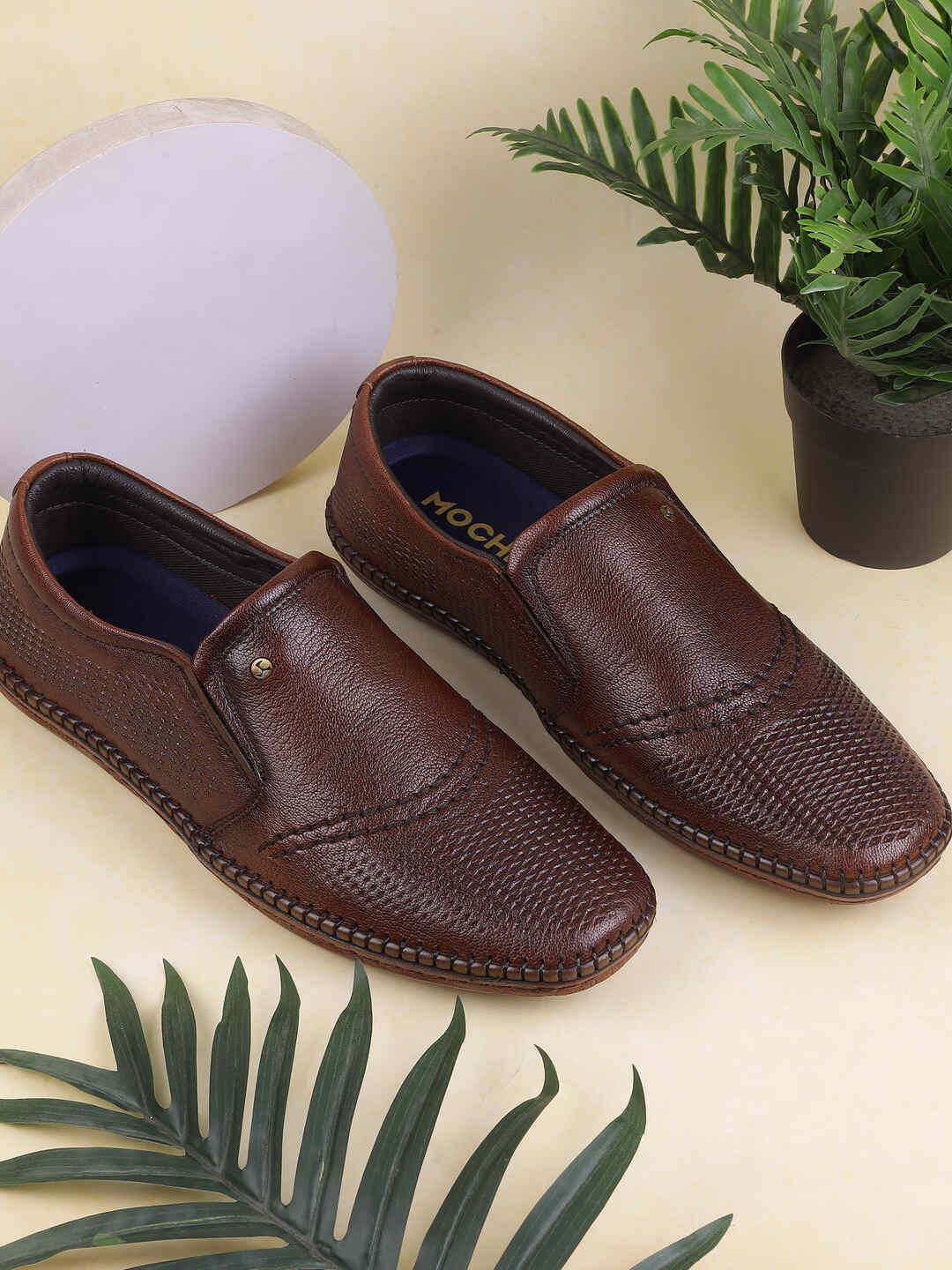 Buy Mochi Men Textured Leather Slip-On Sneakers - Casual Shoes for