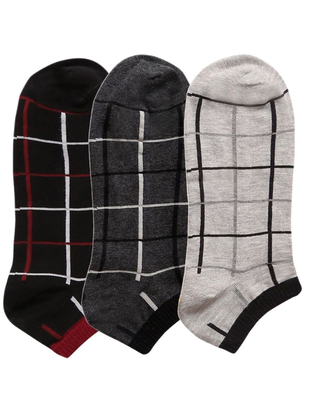 N2S NEXT2SKIN Men Pack Of 3 Seamless Checked Sneaker-Length Socks