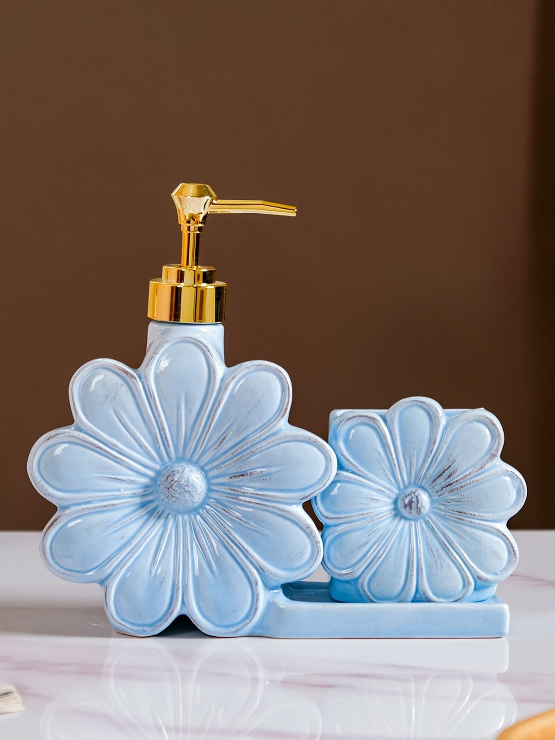Nestasia Blue Floral Ceramic Soap Dispenser