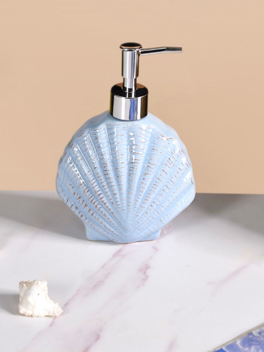 Nestasia Blue & Silver-Toned Textured Ceramic Soap Dispenser